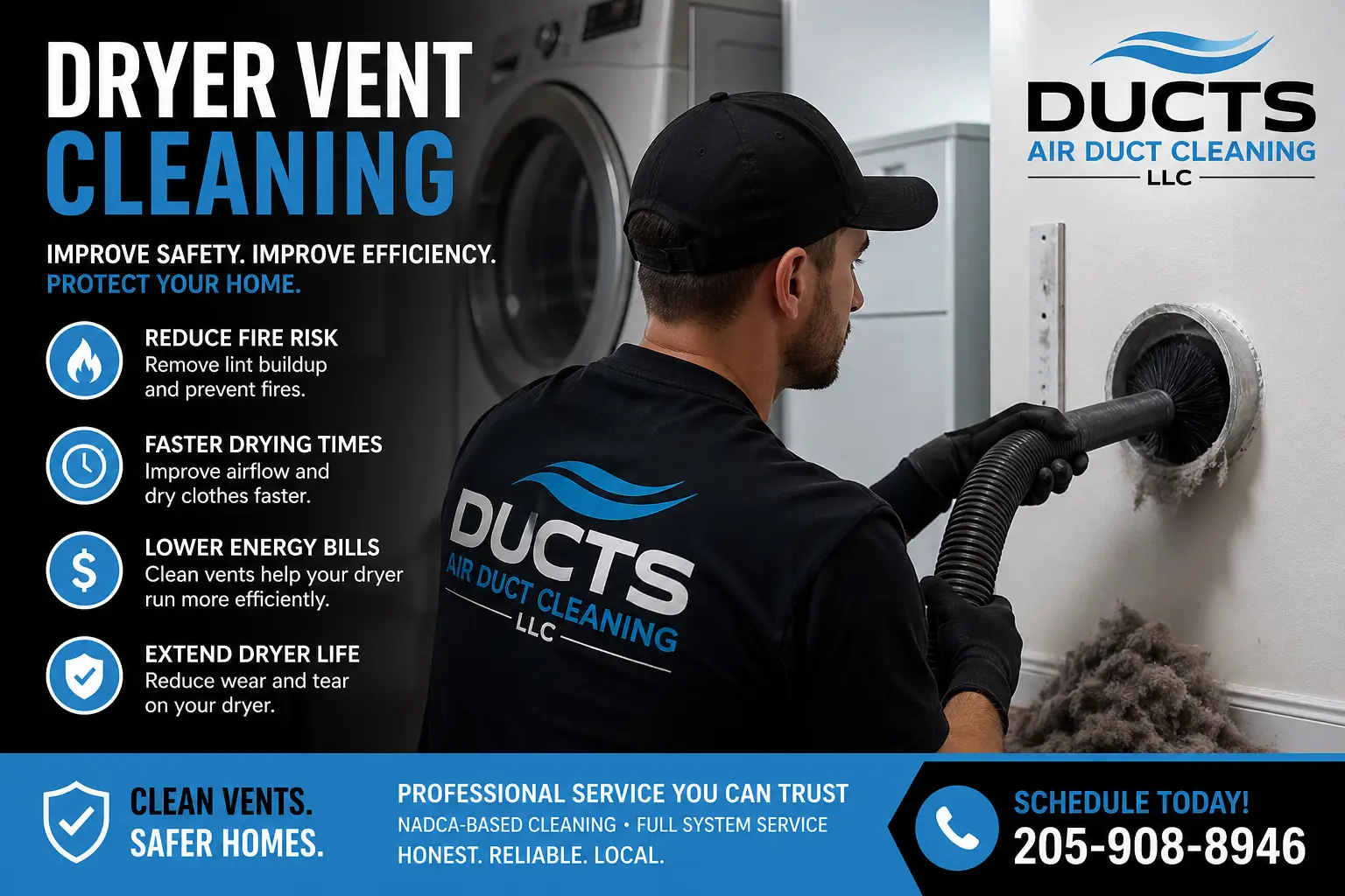 DUCTS Air Duct Cleaning dryer vent service page header image.