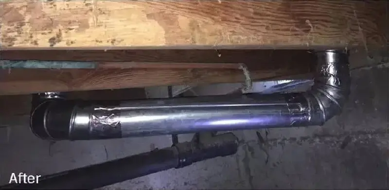 Completed dryer vent installation by DUCTS Air Duct Cleaning in Central Alabama.