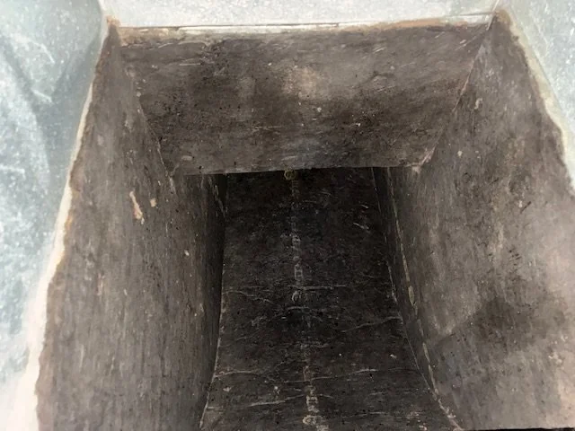 Return duct line after air duct cleaning, clean sheet metal, Birmingham metro home
