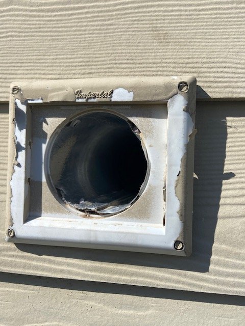 Exterior dryer vent cap cleared of lint after cleaning, Birmingham metro