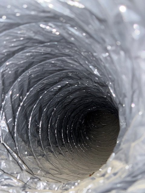 Flex duct interior before cleaning, Adamsville, AL