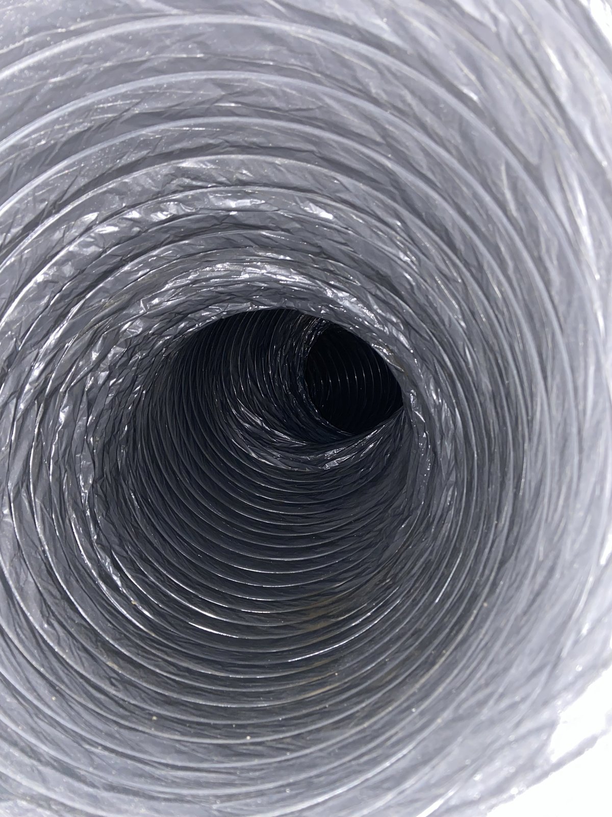 Clean flex duct interior after DUCTS Negative-Air Method cleaning, Birmingham, AL