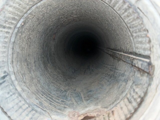 Same round flex supply duct after cleaning by DUCTS, Birmingham metro home
